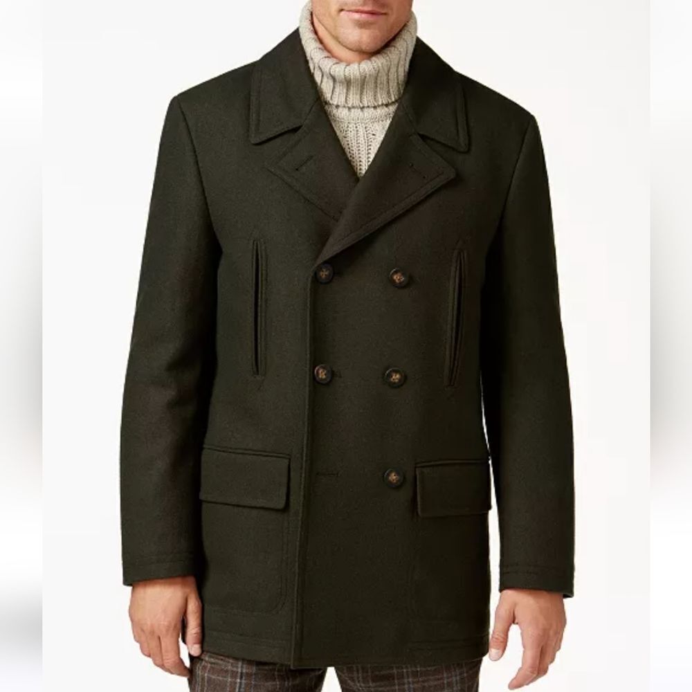 Men's Classic Fit Double-Breasted Wool Blend Peacoats